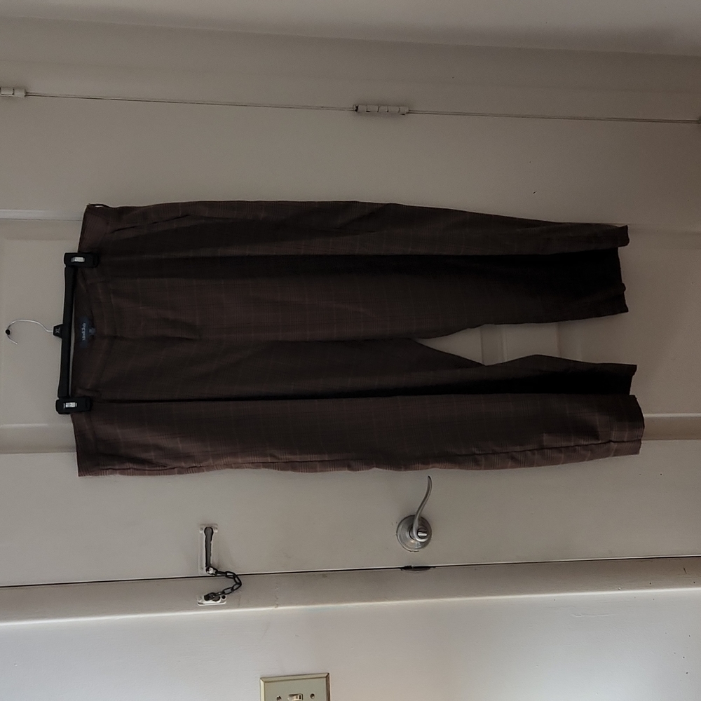 Modcloth Tan Plaid Wide Leg Dress Pants